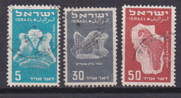 ISRAEL, 1950, Used Stamp(s), Without Tab, Airmail,  SGnr.32=36, Scannr. 17517, 3 Values Only - Gebruikt (zonder Tabs)