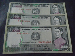 BOLIVIA , P 167 + 170 , 1000 + 50000 Pesos, 1982 + 1984 , UNC, 6 Notes - Bolivie