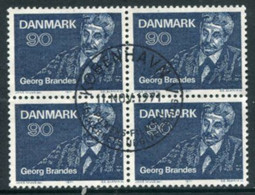 DENMARK 1971 Centenary Of Georg Brandes Reading Block Of 4 Used   Michel 518 - Gebruikt