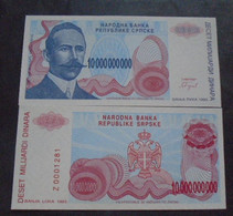 BOSNIA , P 159r , 10'000'000 Dinara , 1993 , UNC, 2 Replacement Notes - Bosnia And Herzegovina