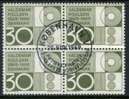 DENMARK 1969 Poulsen Birth Centenary Block Of 4 Used   Michel 487 - Usado