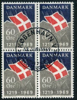 DENMARK 1969 National Flag Block Of 4 Used   Michel 481 - Oblitérés