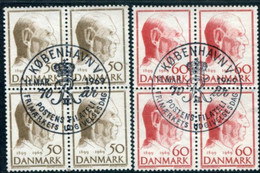 DENMARK 1969 King's 79th Birthday Blocks Of 4 Used   Michel 477-78 - Gebruikt