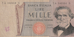 1969 - 1000 Lire - Banca D'Italia - TA342554S - Giuseppe Verdi - 1000 Lire