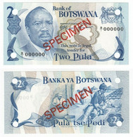 BOTSWANA , P 2s , 2 Pula , ND 1976,  UNC , TRUE Specimen Note - Botswana