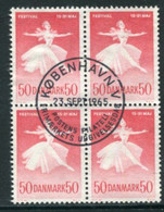 DENMARK 1965 Ballet And Music Festival Block Of 4 Used   Michel 435x - Used Stamps