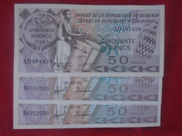 BURUNDI , P  28a 28c , 50 Francs , 1977, 1991,  UNC , 3 Notes - Burundi