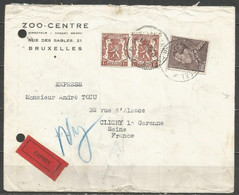 Belgique - Léopold III Poortman N°434 + Petit Sceau De L'Etat N°715 En EXPRES De BRUXELLES à CLICHY (France) - 1936-1951 Poortman