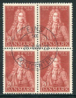 DENMARK 1944 Rømer Tercentenary Block Of 4 Used   Michel 285 - Used Stamps