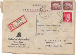Einschreiben, RECO, Heimatbeleg, Bahnhof-Apotheke Mühldorf Am Inn, 1945, Mit Mi.Nr. 789 MiF - Cartas