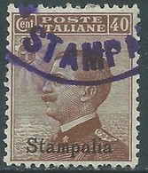 1912 EGEO STAMPALIA USATO EFFIGIE 40 CENT - RF44-4 - Egée (Stampalia)