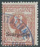 1912 EGEO SCARPANTO USATO AQUILA 2 CENT - RF44-4 - Ägäis (Scarpanto)