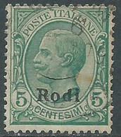 1912 EGEO RODI USATO EFFIGIE 5 CENT - RF44-7 - Ägäis (Rodi)