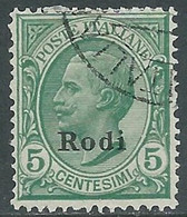 1912 EGEO RODI USATO EFFIGIE 5 CENT - RF44-5 - Ägäis (Rodi)