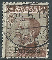 1912 EGEO PATMO USATO EFFIGIE 40 CENT - RF28-9 - Egeo (Patmo)