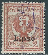 1912 EGEO LIPSO USATO AQUILA 2 CENT - RF24-9 - Egeo (Lipso)