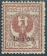 1912 EGEO LERO AQUILA 2 CENT MH * - RF36-9 - Egée (Lero)