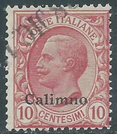 1912 EGEO CALINO USATO EFFIGIE 10 CENT - RF24-7 - Ägäis (Calino)
