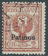 1912 EGEO PATMO USATO AQUILA 2 CENT - RF44-2 - Egeo (Patmo)