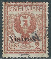 1912 EGEO NISIRO USATO AQUILA 2 CENT - RF28-9 - Ägäis (Nisiro)