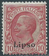 1912 EGEO LIPSO EFFIGIE 10 CENT MNH ** - RF40-9 - Aegean (Lipso)