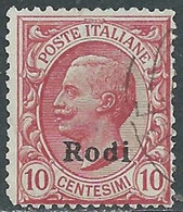 1912 EGEO RODI USATO EFFIGIE 10 CENT - RF44-3 - Ägäis (Rodi)