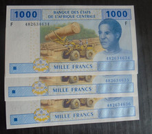 EQUATORIAL GUINEA ,  P  507Fc ,  1000 Francs , 2002,  UNC , 3 Consecutive Notes - États D'Afrique Centrale
