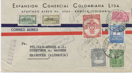 KOLUMBIEN 1950, Int. MiF Kab.-Lupo-Bf Mit Schwarzer L1 "CLIPPER" U. Flugpost-RA3, Strecke "BOGOTA - HANNOVER", Selten - Colombia