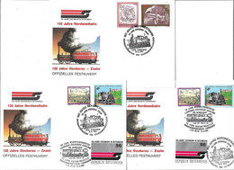 2135g: Heimatsammler 2000 Stockerau 3er- Belegset 150 Jahre Nordwestbahn, Motiv "Eisenbahn" Aus 1991 - Stockerau