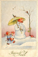 Joyeux Noël * CPA Illustrateur * Enfant Champignon Et Bonhomme De Neige Humanisé * Snowman Mushroom - Other & Unclassified