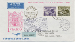 LUXEMBURG 1956 Extrem Selt. Mitläuferpost Aus Luxemburg M Deutsche Lufthansa Ost "BERLIN-OST - PRAG", Nur Wenige Bekannt - Storia Postale