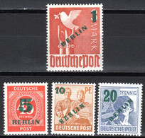 DEUTSCHLAND BERLIN, 1949 Freimarken Mit Neuem Wertaufdruck, Ungebraucht * - Unused Stamps