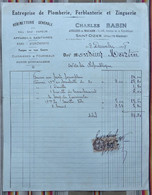 52 SAINT DIZIER C. BABIN Plomberie Ferblanterie Zinguerie Timbre Fiscal - 1900 – 1949