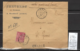 France - Lettre Chargée MASSAT - Ariége - Yvert 104 - 1901- Type Sage - 1877-1920: Semi Modern Period