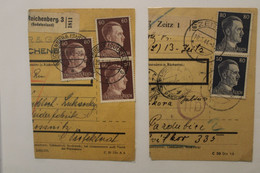 1945 Reichenberg Sudetenland Liberec Ostland 1944 Zeitz Germany Paketkarte Dt Reich WK2 WW2 - Sudetes