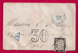 CORPS EXPEDITIONNAIRE DU NIGER CORR ARMEE ST LOUIS SENEGAL 1888 CAD ROUGE CORR ARMEE LIGNE J PAQ FR N° 3 TAXE 30 PARIS - Armeestempel (vor 1900)