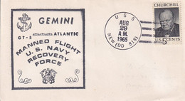 USA 1965 Postal Cover Space Gemini GT - 5 Atlantic USS NEW DD 818 CHURCHILL - Zuid-Amerika