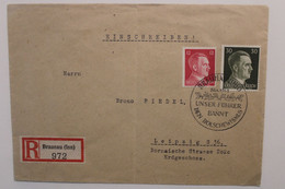 1943 Braunau Leipzig Unser Führer Bannt Den Bolschewismus Cover Dt Reich Einschreiben Registered Reichsmessestadt - Lettres & Documents