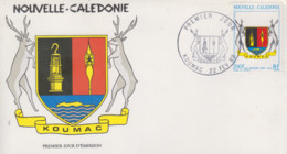 Enveloppe  FDC  1er  Jour   NOUVELLE CALEDONIE    Armoiries  De  KOUMAC   1989 - FDC