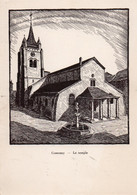 COSSONAY LE TEMPLE DESSIN EN FAVEUR DE LA PAROISSE COSSONAY GRANCY 1943 CPSM NEUVE - Cossonay