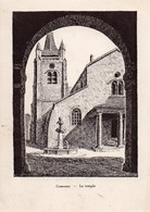 Delcampe - COSSONAY LE TEMPLE DESSIN EN FAVEUR DE LA PAROISSE COSSONAY GRANCY 1943 CPSM NEUVE - Cossonay