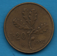 ITALIA 20 LIRE 1957 KM# 97 Serifed "7" - 20 Lire