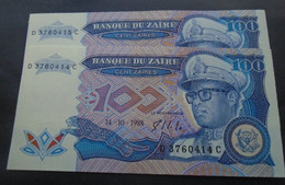 CONGO ,  P 33 , 100 Zaires , 1988 , UNC  Neuf , 2 X 2 Consecutive Notes - Demokratische Republik Kongo & Zaire