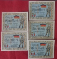 DENMARK,  Broacker Broager,  P Unl , 1 Mark , 1919 , Almost UNC Presque  Neuf , 5 Consecutive Notes - Denmark
