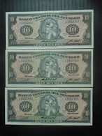 ECUADOR,  P 114b , 10 Sucres , 1980 , Almost UNC Presque Neuf , 3 Consecutive Notes , 60% Discount - Ecuador