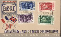 FDC First Day Of Issue 50th Anniversary Of Anglo French Condominium New Hébrides 1906 1956 YT 167 à 170 Santo 20 TC 56 - Covers & Documents