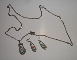 Set. PENDANT WITH CHAIN + EARRINGS. FINISH. VINTAGE. Decoration. - 11-12 - Necklaces/Chains