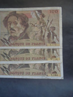 FRANCE , P 154e, 100 Francs , 1990 1991, Used, Chronological Mistake , 3 Notes - 100 F 1978-1995 ''Delacroix''