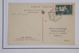 AZ5  FRANCE   BELLE  CARTE   AVIATION 1937    PARIS  AIR FRANCE + MERMOZ +AERIEN++ AFFRANCH. HEXAGONAL PLAISANT - 1927-1959 Covers & Documents