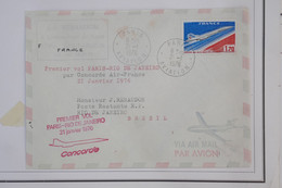 AZ5  FRANCE   BELLE LETTRE  AVIATION 1976 AIR FRANCE  1ER VOL PARIS A RIO DE JANEIRO   + AFFRANCH. PLAISANT - Primi Voli